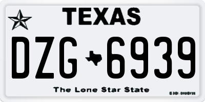 TX license plate DZG6939