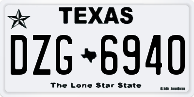 TX license plate DZG6940