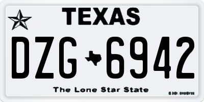 TX license plate DZG6942