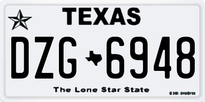 TX license plate DZG6948