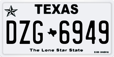 TX license plate DZG6949