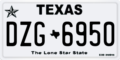 TX license plate DZG6950