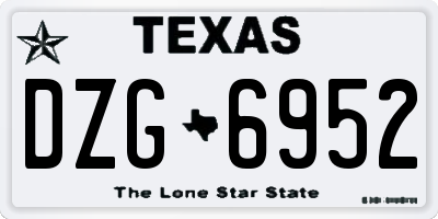 TX license plate DZG6952