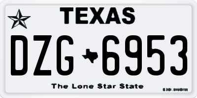 TX license plate DZG6953
