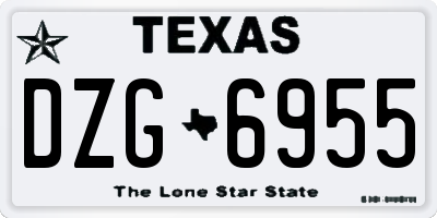 TX license plate DZG6955