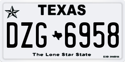 TX license plate DZG6958
