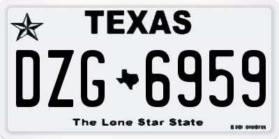 TX license plate DZG6959