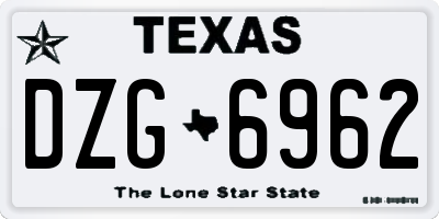 TX license plate DZG6962