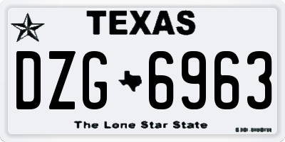 TX license plate DZG6963
