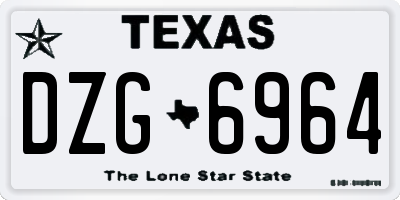 TX license plate DZG6964