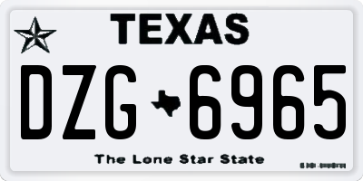 TX license plate DZG6965