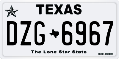 TX license plate DZG6967