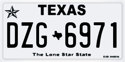 TX license plate DZG6971