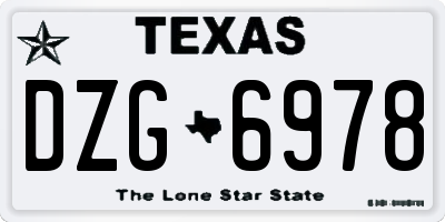 TX license plate DZG6978