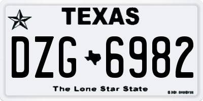 TX license plate DZG6982