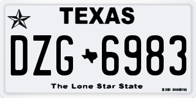 TX license plate DZG6983
