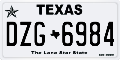 TX license plate DZG6984