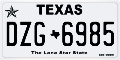 TX license plate DZG6985