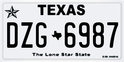 TX license plate DZG6987