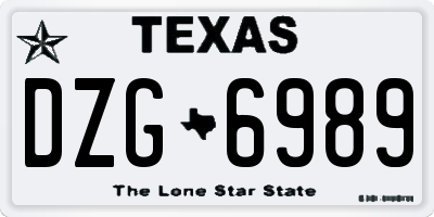 TX license plate DZG6989