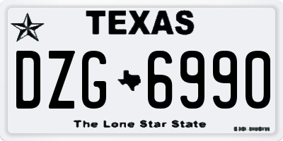 TX license plate DZG6990