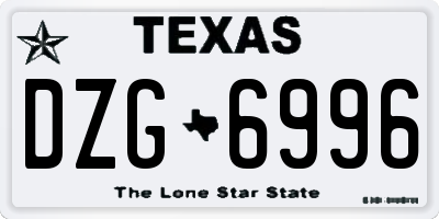 TX license plate DZG6996
