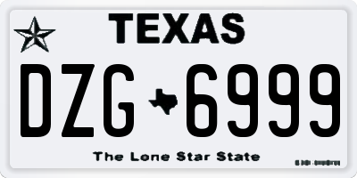 TX license plate DZG6999