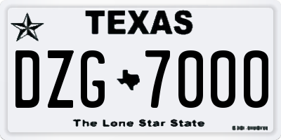 TX license plate DZG7000