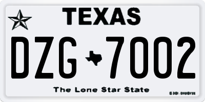TX license plate DZG7002