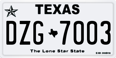 TX license plate DZG7003
