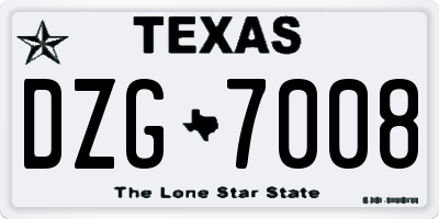 TX license plate DZG7008
