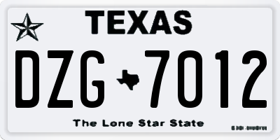 TX license plate DZG7012