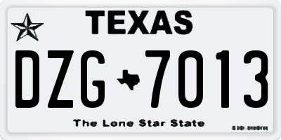 TX license plate DZG7013
