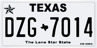 TX license plate DZG7014