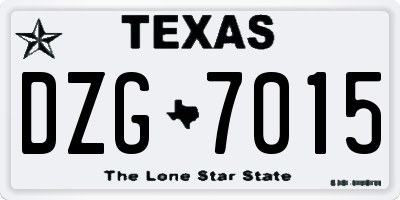 TX license plate DZG7015