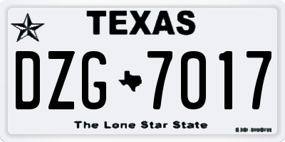 TX license plate DZG7017