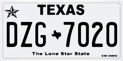 TX license plate DZG7020