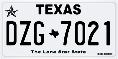 TX license plate DZG7021