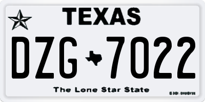 TX license plate DZG7022