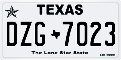 TX license plate DZG7023