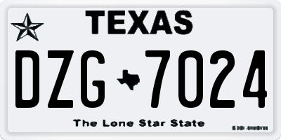 TX license plate DZG7024