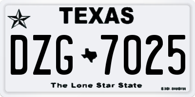 TX license plate DZG7025