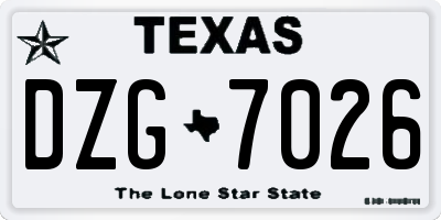 TX license plate DZG7026