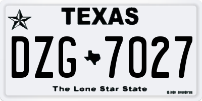TX license plate DZG7027