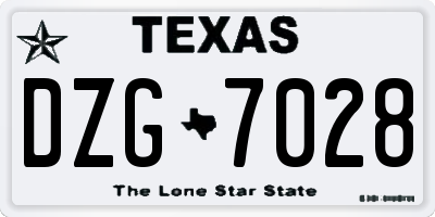 TX license plate DZG7028