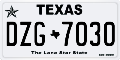 TX license plate DZG7030