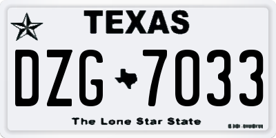 TX license plate DZG7033
