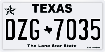 TX license plate DZG7035