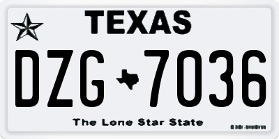 TX license plate DZG7036
