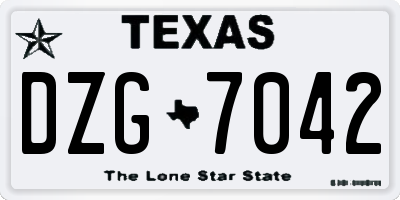 TX license plate DZG7042